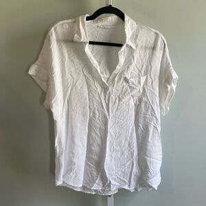 Jane + Delancey White V-Neck Short Sleeve Casual Top